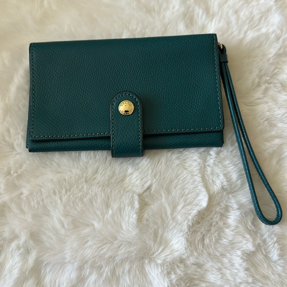 Vintage leather turquoise blue coach wallet